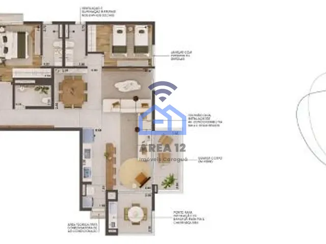 Apartamento 2 quartos e 2 banheiros, à venda, no bairro Balneário Copacabana em Caraguatatuba