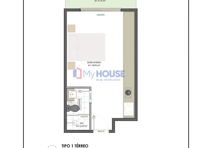 Apartamento 1 quarto e 1 banheiro, à venda, no bairro Águas de Olivença em Ilhéus