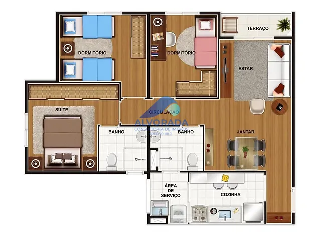 Apartamento 3 quartos e 2 banheiros, à venda, no bairro Conjunto Residencial Trinta e Um de Março em São José dos Campos