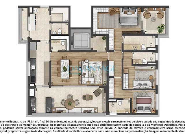 Apartamento com 173m² 3 quartos e 5 banheiros, à venda, no bairro Perdizes em São Paulo