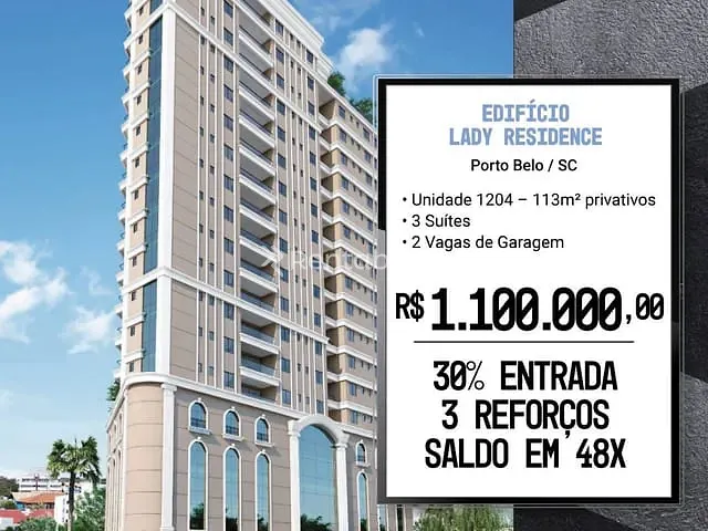 Apartamento 3 quartos e 4 banheiros, à venda, no bairro Perequê em Porto Belo