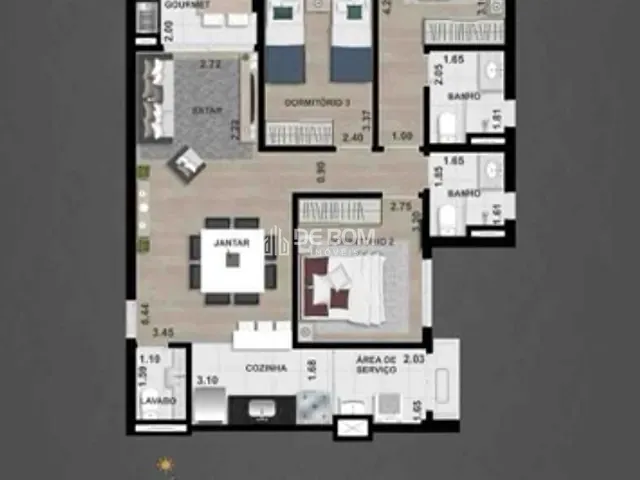 Apartamento 3 quartos e 3 banheiros, à venda, no bairro São Benedito em Poços de Caldas