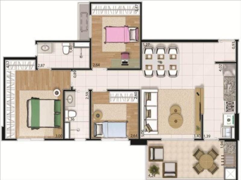 Apartamento, 3 quartos, 66 m² - Foto 4