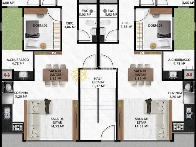 Apartamento com 78m² 3 quartos e 2 banheiros, à venda, no bairro Tabuleiro em Barra Velha