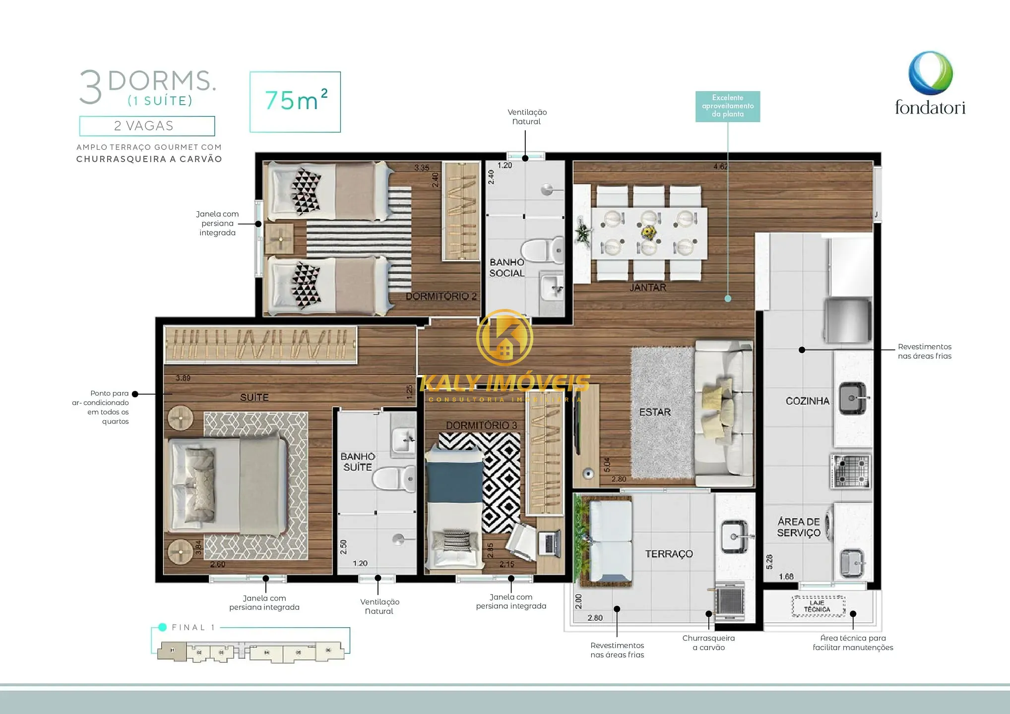 Apartamento, 3 quartos, 75 m² - Foto 7