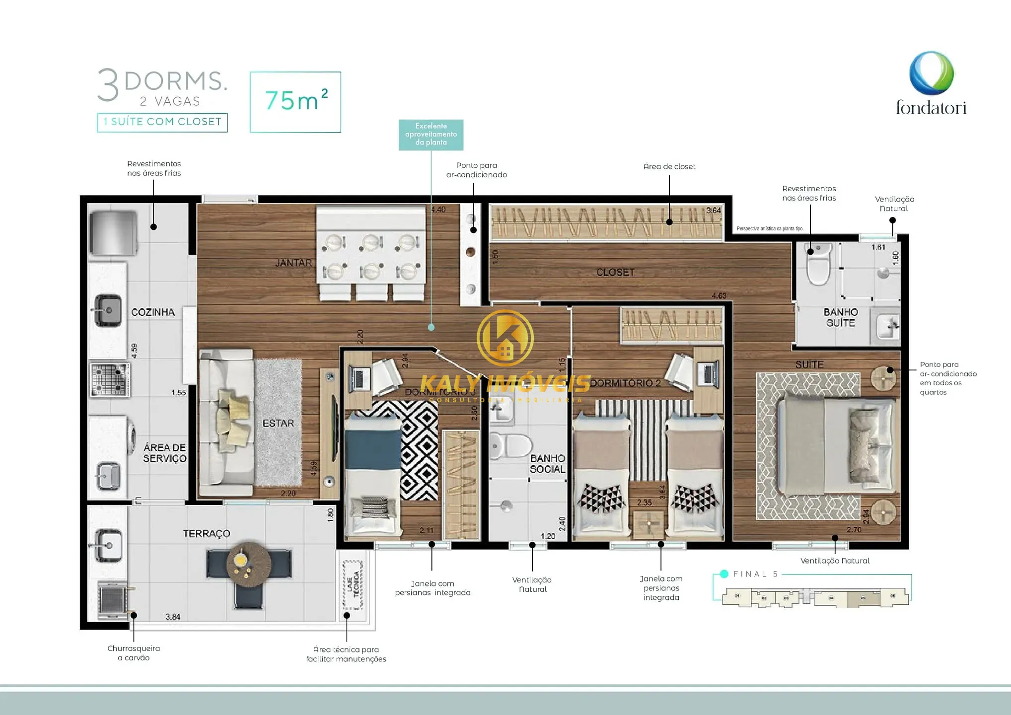 Apartamento, 3 quartos, 75 m² - Foto 5