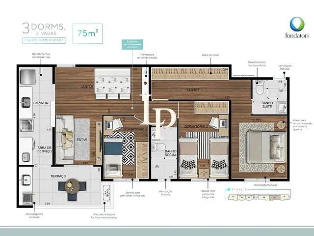Apartamento 3 quartos e 2 banheiros, à venda, no bairro Fundação em São Caetano do Sul