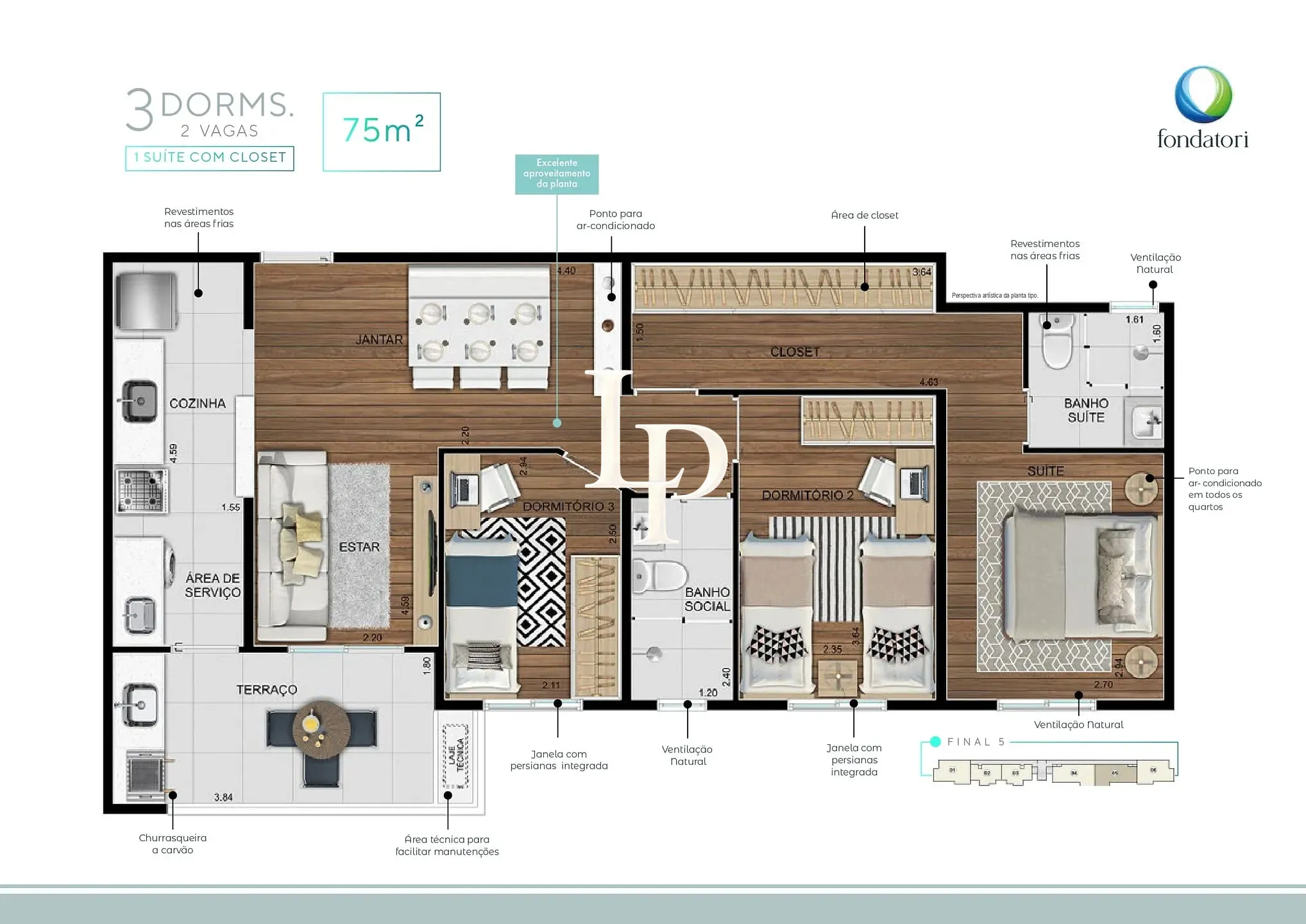 Apartamento, 3 quartos, 75 m² - Foto 5