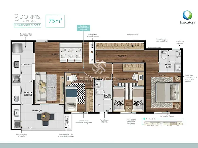 Apartamento 3 quartos e 2 banheiros, à venda, no bairro Fundação em São Caetano do Sul