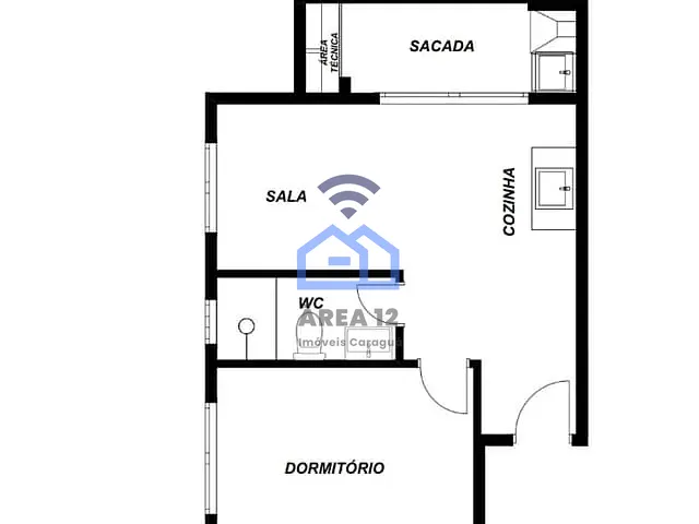 Apartamento com 36m² 1 quarto e 1 banheiro, à venda, no bairro Porto Novo em Caraguatatuba