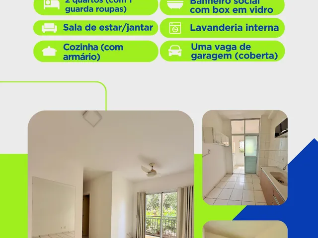 Apartamento 2 quartos e 1 banheiro, para alugar, no bairro parque das nações em Cuiabá