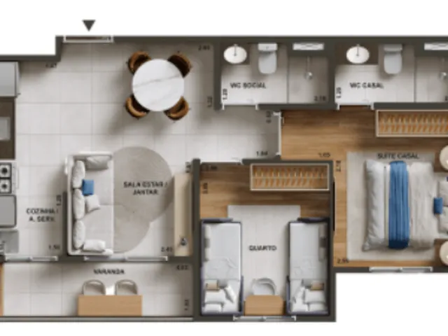 Apartamento 2 quartos e 2 banheiros, à venda, no bairro Parquelândia em Fortaleza