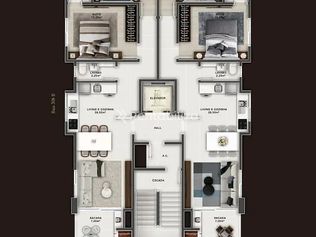 Apartamento 2 quartos e 1 banheiro, à venda, no bairro Meia Praia em Itapema