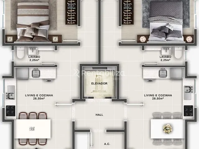 Apartamento 2 quartos e 1 banheiro, à venda, no bairro Meia Praia em Itapema
