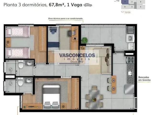 Apartamento com 10m² 3 quartos e 2 banheiros, à venda, no bairro Parque Industrial em São José Dos Campos