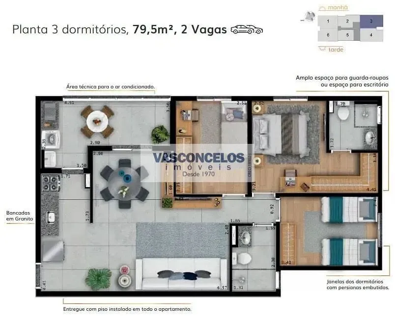 Apartamento, 3 quartos, 79 m² - Foto 1