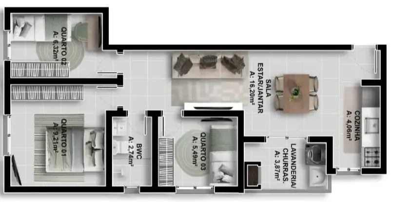 Apartamento, 3 quartos, 57 m² - Foto 11