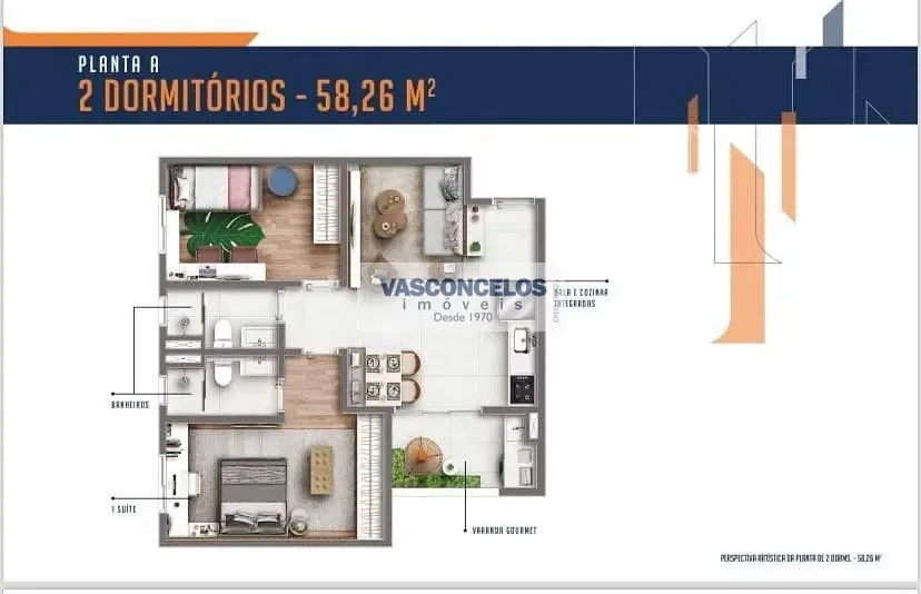 Apartamento, 2 quartos, 58 m² - Foto 1