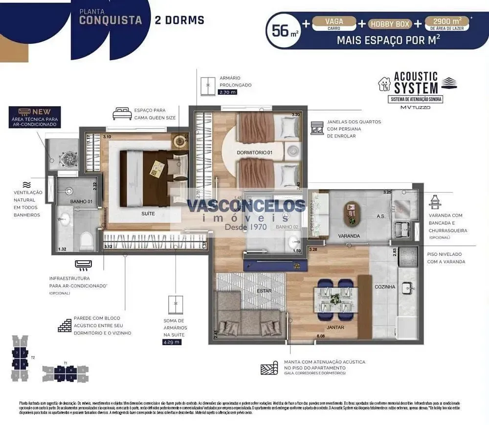 Apartamento, 2 quartos, 56 m² - Foto 1