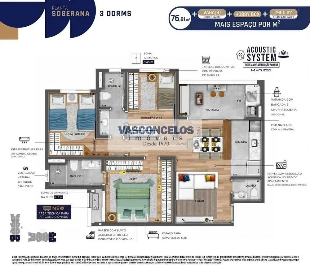 Apartamento, 3 quartos, 76 m² - Foto 1