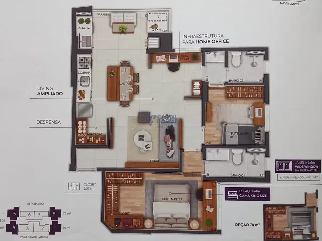 Apartamento 3 quartos e 3 banheiros, à venda, no bairro Jardim Satélite em São José dos Campos