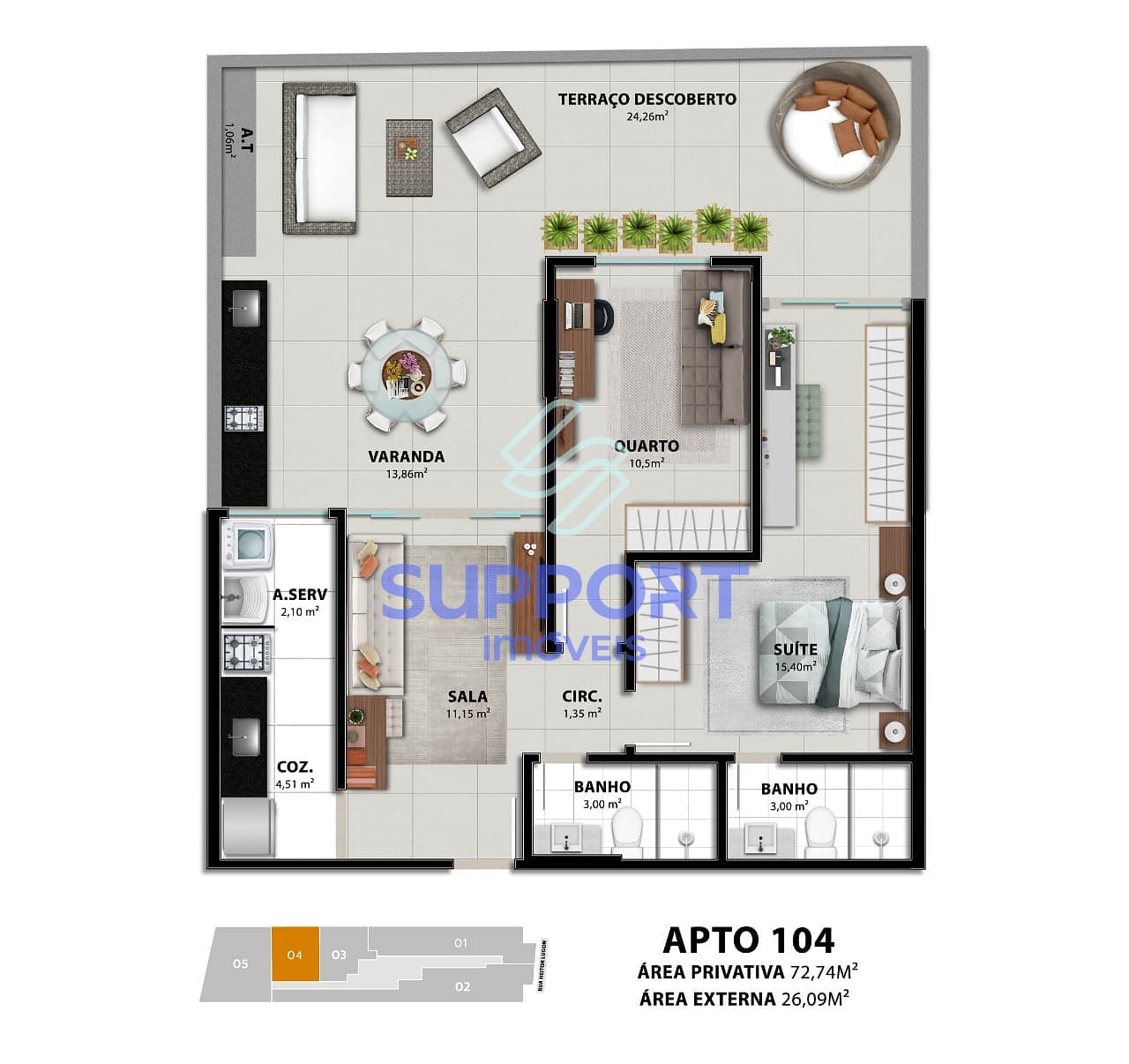 Apartamento, 1 quarto, 139 m² - Foto 15