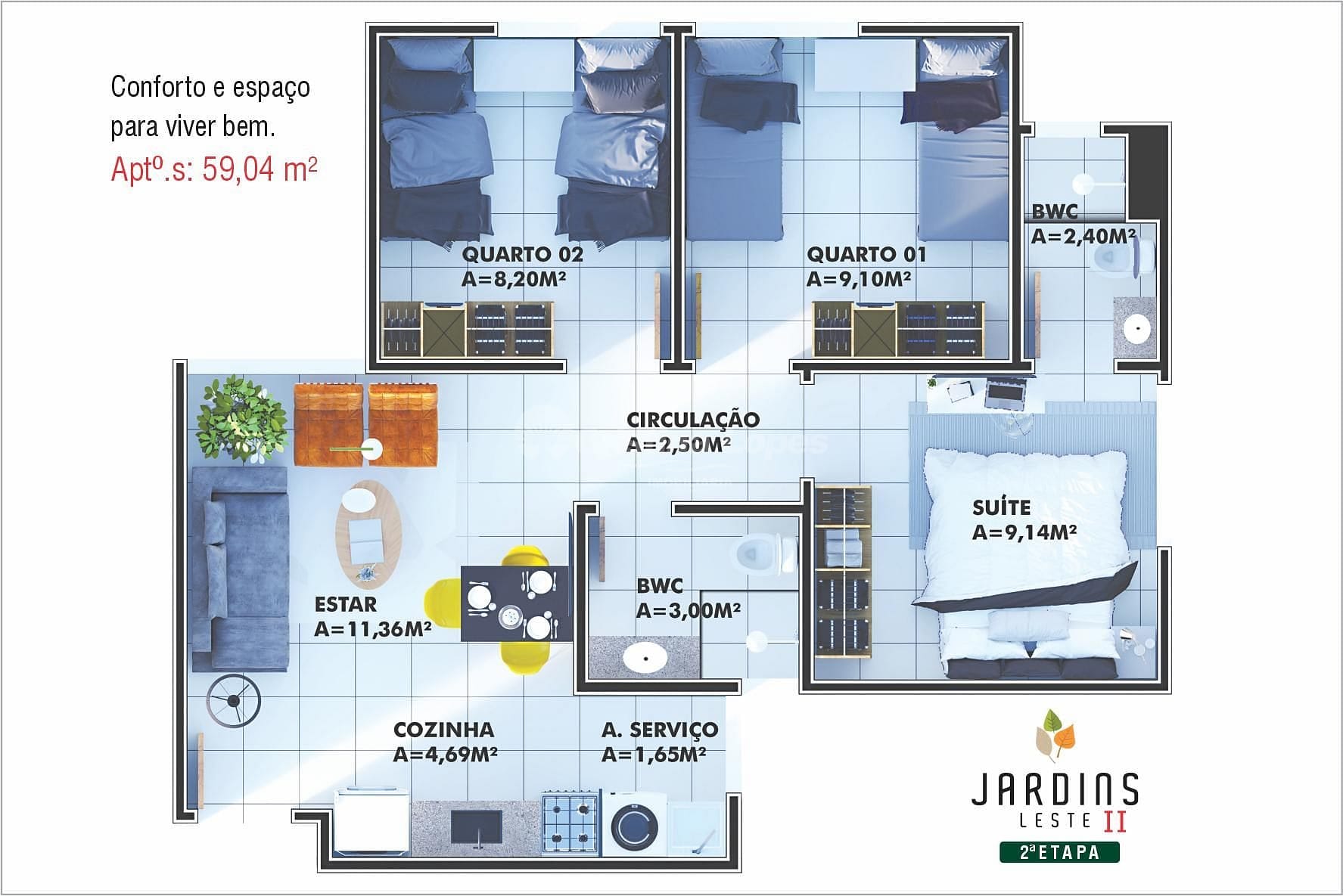 Apartamento à venda com 3 quartos, 59m² - Foto 5