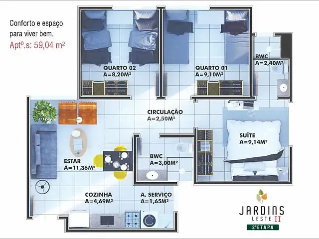 Apartamento 3 quartos e 2 banheiros, à venda, no bairro Vale Quem Tem em Teresina
