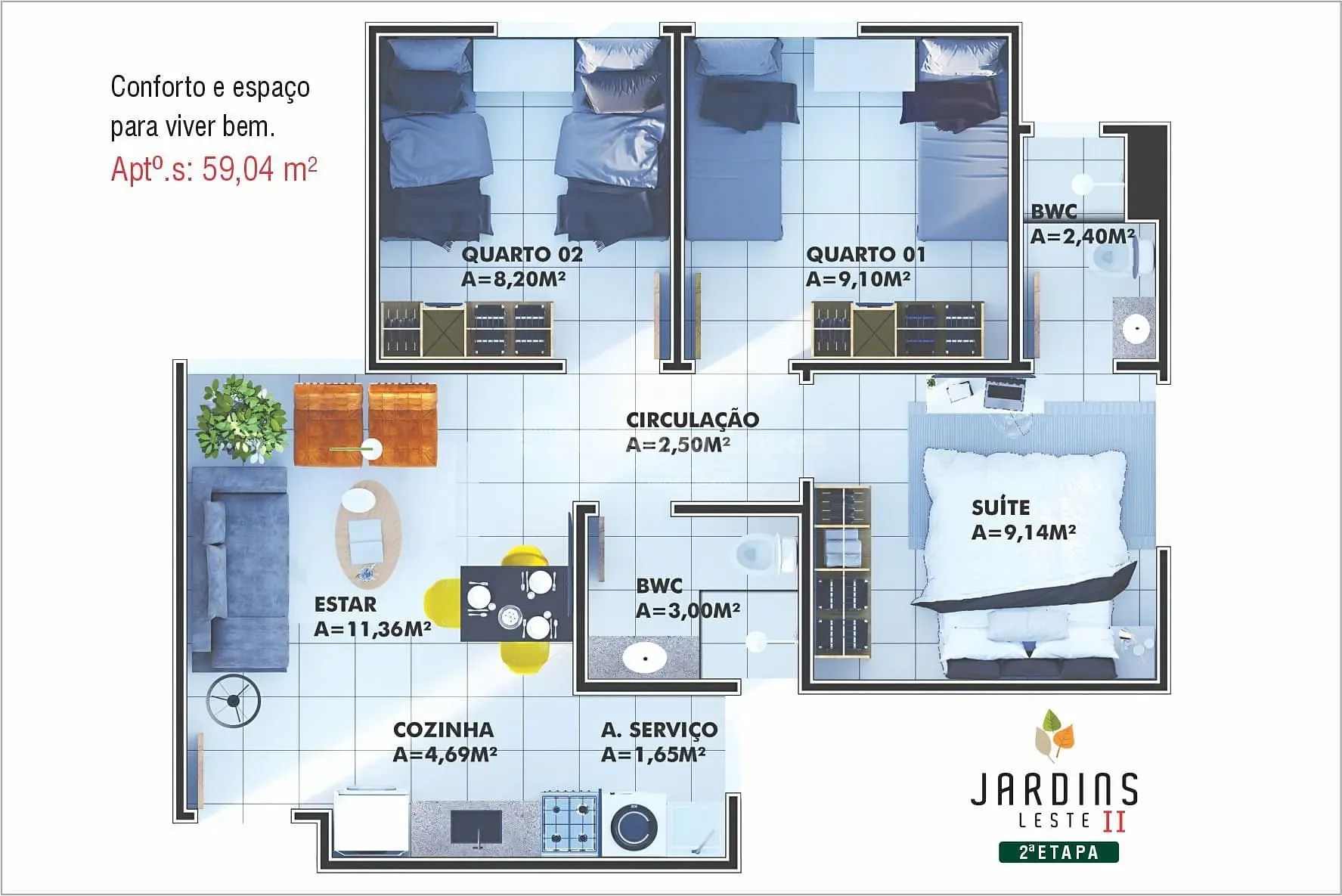 Apartamento, 3 quartos, 59 m² - Foto 5