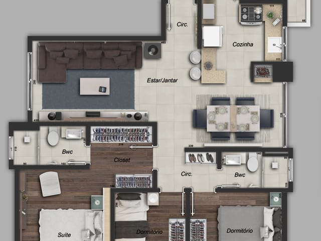 Apartamento com 160m² 3 quartos e 2 banheiros, à venda, no bairro Estrela em Ponta Grossa