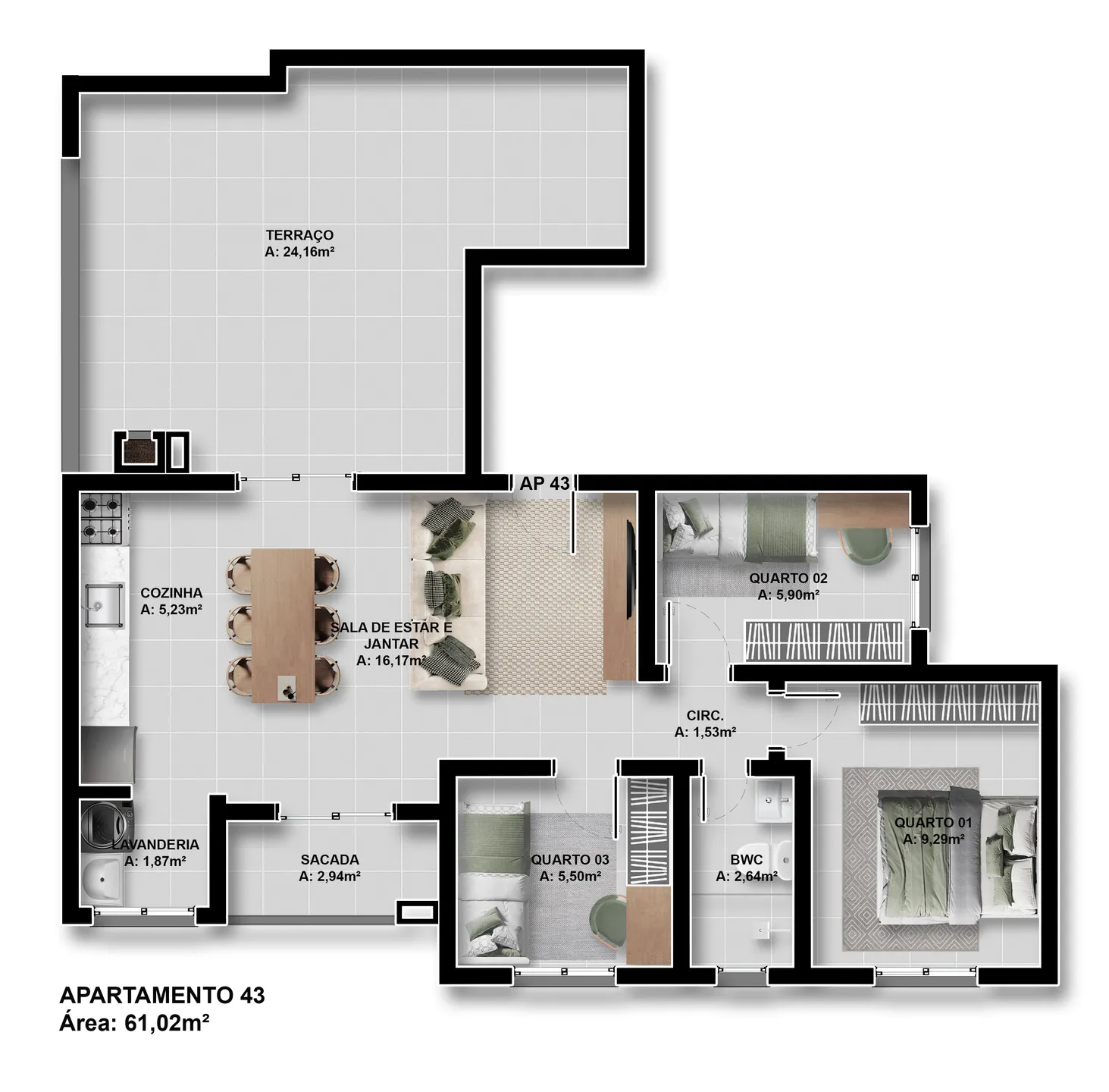 Apartamento, 3 quartos, 67 m² - Foto 5