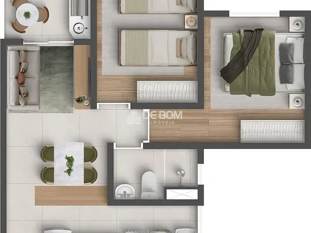 Apartamento 2 quartos e 1 banheiro, à venda, no bairro Centreville em Poços de Caldas