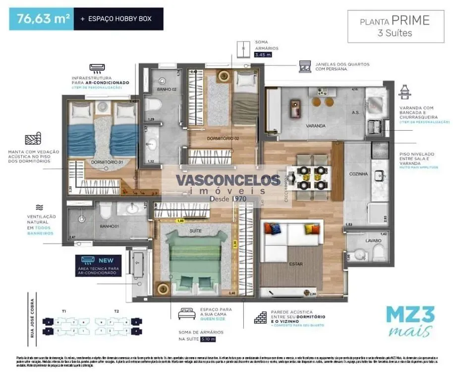 Apartamento, 3 quartos, 76 m² - Foto 1