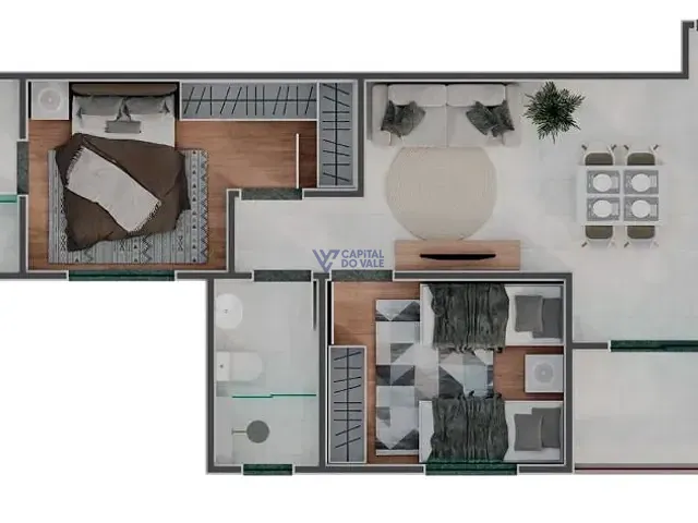 Apartamento com 75m² 2 quartos e 2 banheiros, à venda, no bairro Parque Residencial Flamboyant em São José dos Campos