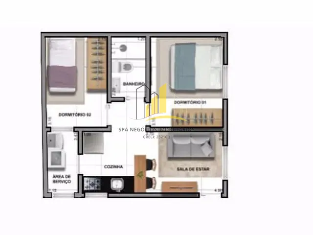 Apartamento com 40m² 2 quartos e 1 banheiro, à venda, no bairro Cidade Patriarca em São Paulo