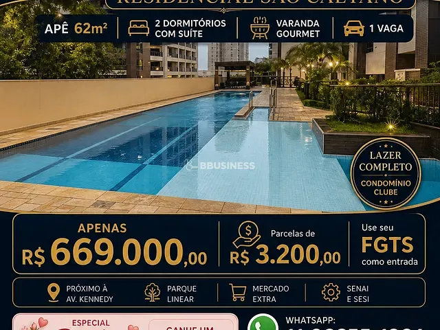 Apartamento com 70m² 2 quartos e 2 banheiros, à venda, no bairro Boa Vista em São Caetano do Sul