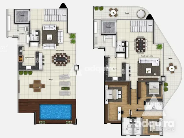 Apartamento com 213m² 3 quartos e 4 banheiros, à venda, no bairro Centro em Ponta Grossa