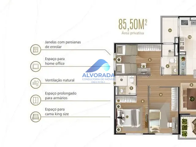 Apartamento 3 quartos e 2 banheiros, à venda, no bairro Jardim Flórida em Jacareí