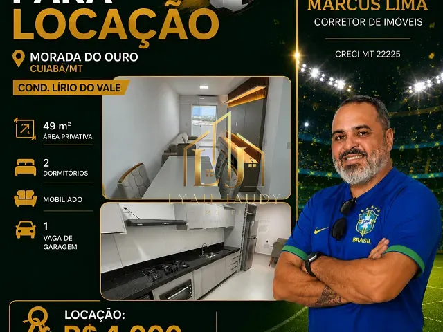 Apartamento com 59m² 2 quartos e 1 banheiro, para alugar, no bairro Morada do Ouro em Cuiabá