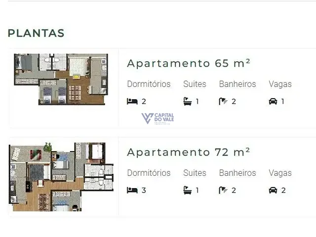 Apartamento 2 quartos e 2 banheiros, à venda, no bairro Condomínio Residencial Colinas do Paratehy em São José dos Campos