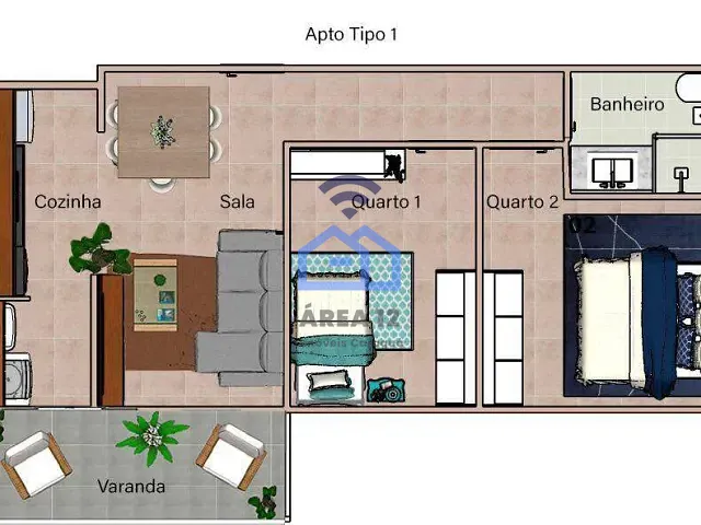 Apartamento 2 quartos e 1 banheiro, à venda, no bairro Indaiá em Caraguatatuba