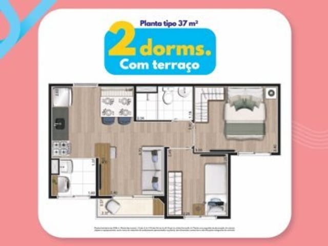 Apartamento 2 quartos e 1 banheiro, à venda, no bairro Vila Prudente em São Paulo