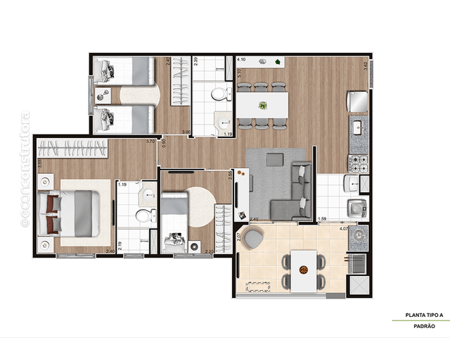 Apartamento 2 quartos e 1 banheiro, à venda, no bairro Campestre em Santo André