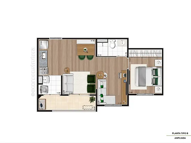 Apartamento 2 quartos e 1 banheiro, à venda, no bairro Campestre em Santo André