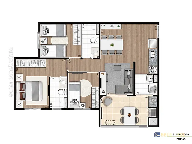 Apartamento 2 quartos e 1 banheiro, à venda, no bairro Campestre em Santo André