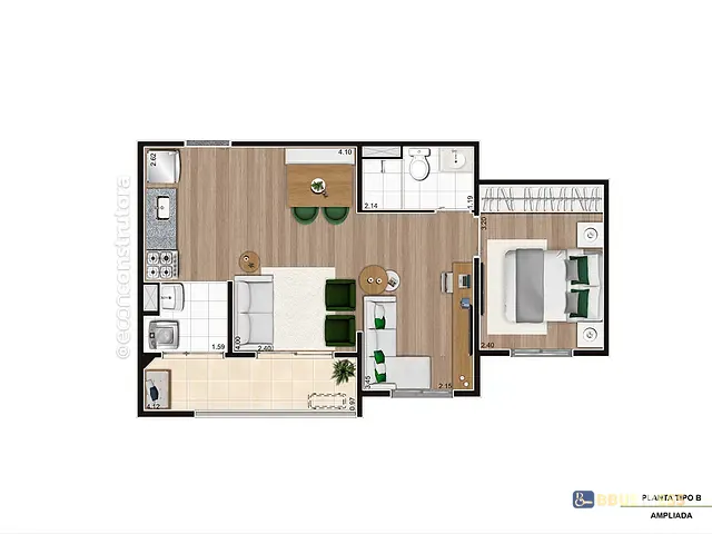 Apartamento 2 quartos e 1 banheiro, à venda, no bairro Campestre em Santo André