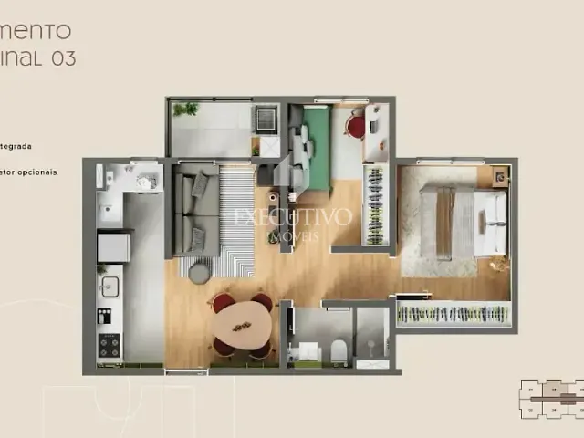 Apartamento com 66m² 2 quartos e 1 banheiro, à venda, no bairro Universitário em Lajeado