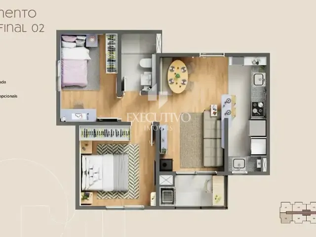 Apartamento com 66m² 2 quartos e 1 banheiro, à venda, no bairro Universitário em Lajeado