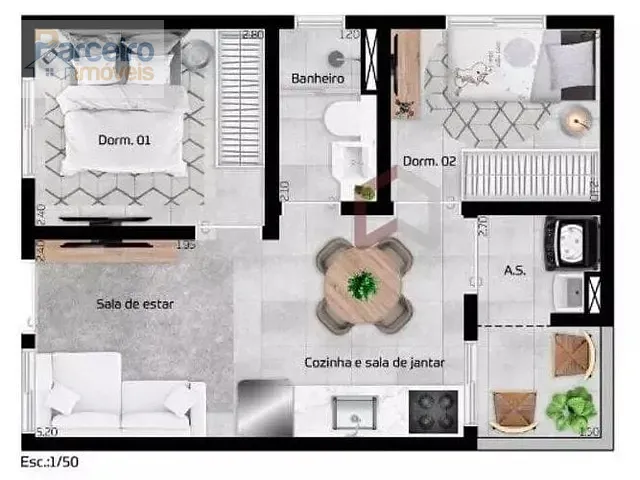 Apartamento com 34m² 2 quartos e 1 banheiro, à venda, no bairro Vila Antonieta em São Paulo