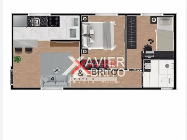 Apartamento 2 quartos e 1 banheiro, à venda, no bairro 1 em São Paulo